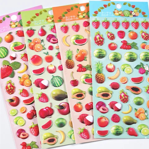 Buy Colorful Fruit Stickers Vegetable Puffy Foam Stickers Watermelon ...