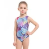 Colorful sublimation Printed competition racing swimming sportswear kneeskin one piece swimwear for girls kids swim suit