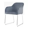 comfortable mail order package metal tube chromed grey fabric dining chairs upholstered armchair