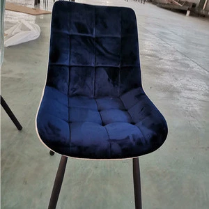 Commercial industrial furniture vintage powder coating steel frame black cross iron legs fabric velvet industrial chairs