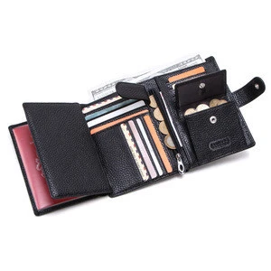 CONTACT&#39;S  2020 Vintage multi-function Handmade Genuine leather Wallet with coin pocket male card Holder Purse Men