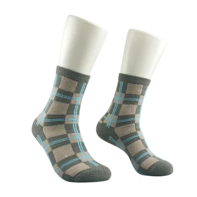 Cozy Winter Warm Indoor Slipper Socks Gingham Pattern for Unisex Crew Socks 191003sk