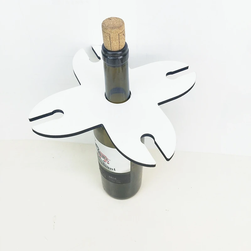 Cross shape sublimation wine caddy  blank glass holder Custom wine holder wood plate