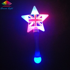 Custom Logo UK Flag Light up Magic Glowing LED Star Wand