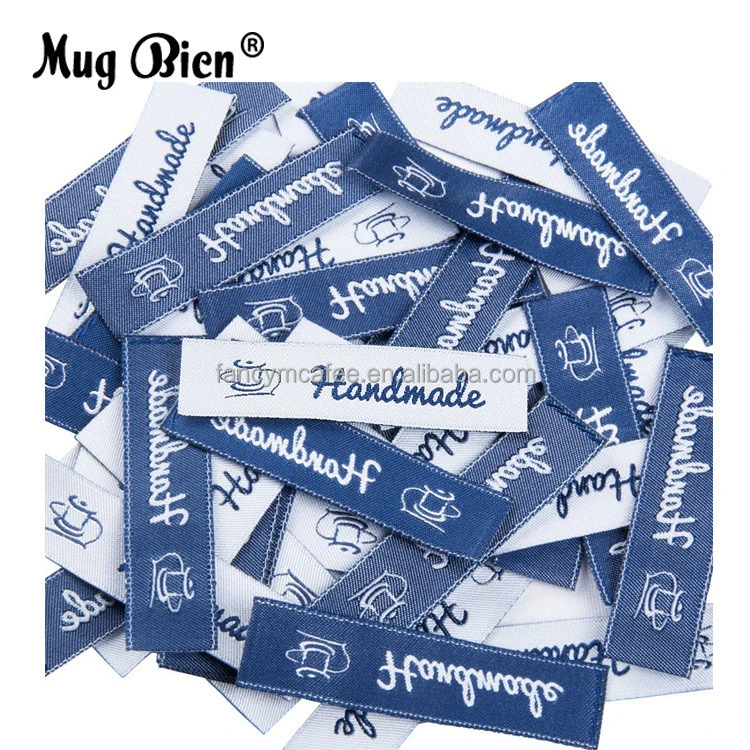 Custom White Handmade Tags Woven label For Clothes And Hats
