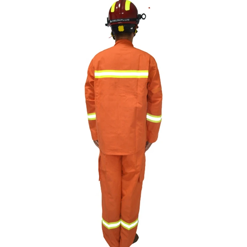 Customized Orange Fire Retardant Clothing Reflective Strip Design Rescue Uniforms Heat Insulated Firefighting Suit