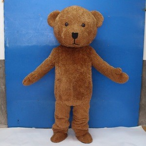 Cute life size brown bear mascot costume adult nice quality fur animal mascot costume bear