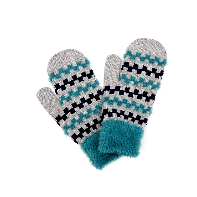 Cycling mittens hat scarf knitted gloves winter