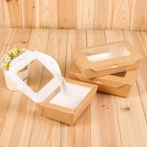 Disposable Paper Food Packaging Take Away Window Fruit Sushi Salad Paper Box