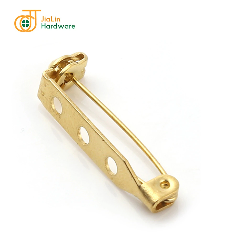 DIY findings custom brooch pin 27mm gold color brass safety bar pin brooch pin backs for lapel brooch