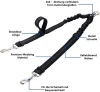 Dog Leashes for 2 Dogs No Tangle Reflective Nylon Dog Bungee Buffer Adjustable Chain Leads Leash for Walking, Training