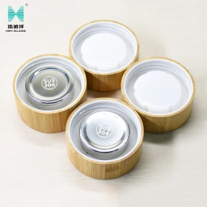 Eco Friendly Water Bottle Bamboo Glass Jar Wooden Lid Bamboo Cap