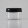 Economic clear round shaped PS plastic cosmetic jar 3g 5g cream container with black lid