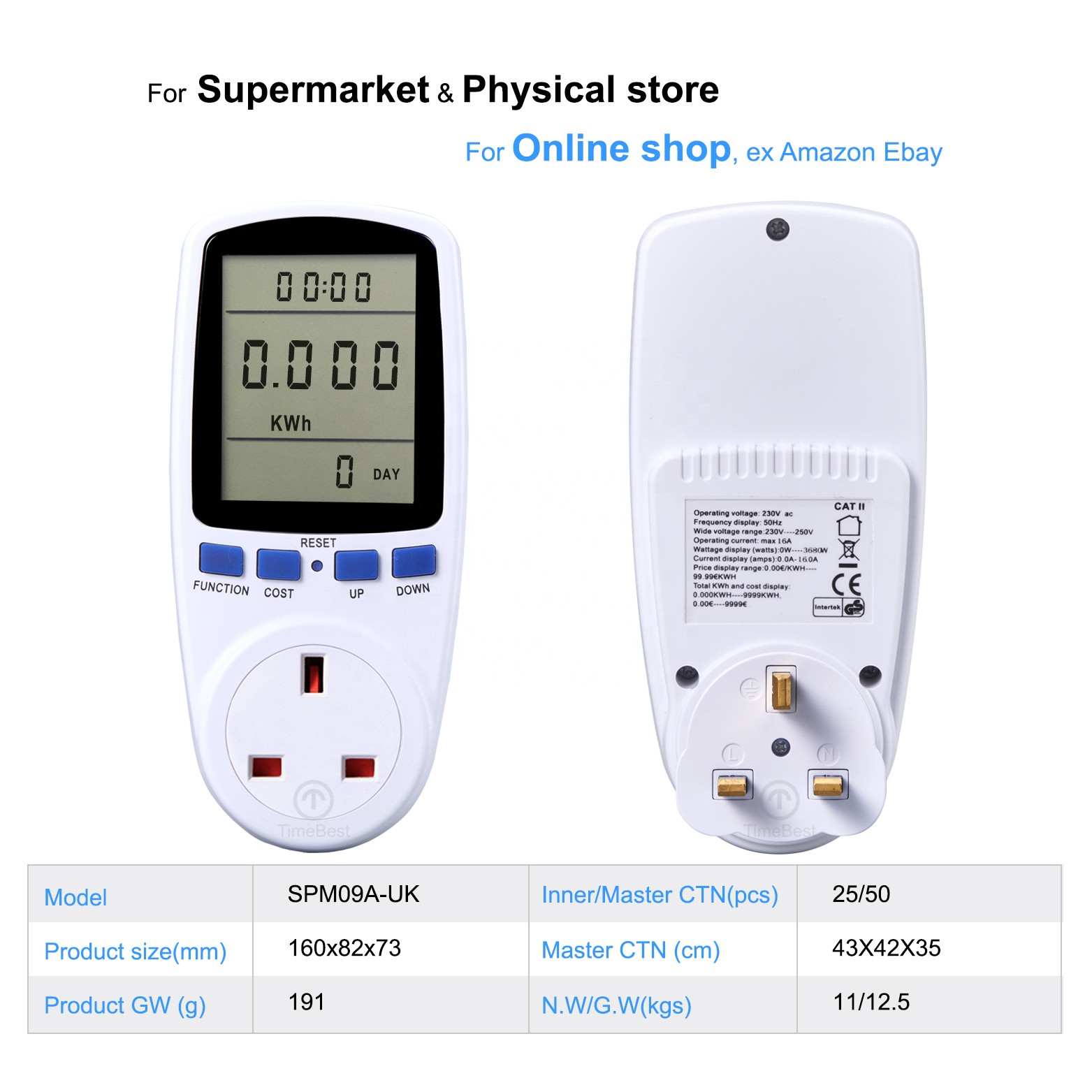 Buy Electricity Plug Watt Energy Meter Analyzer Power Measure Socket ...
