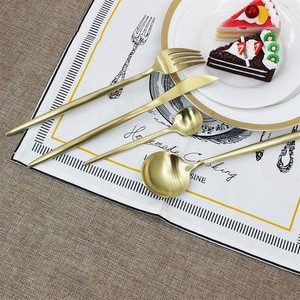 elegant Sets Stock matte Gold cutlery,18/10 gold set stainless flatware/silverware/tableware/stainless steel cutlery sets