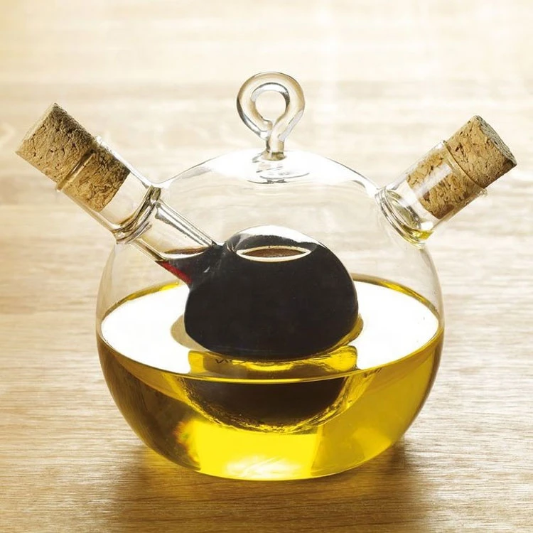 empty 2-in-1 glass bottle for olive oil or vinegar