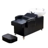 European-Style Simple Black Soft Leather Semi-Lying Barber Shop Special Shampoo Bed Flushing Bed Hair Salon Chair