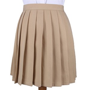 Factory Direct Sale School Uniform Skirt High Waist Pleated Skirt JK Student Girls Solid Skirt
