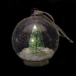Factory directly sale high quality clear hand blown glass ball with christmas tree