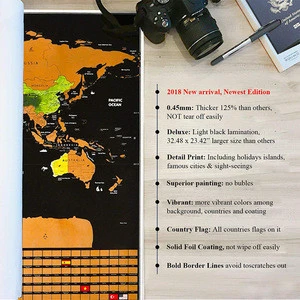 Factory hot sales deluxe scratch he world map