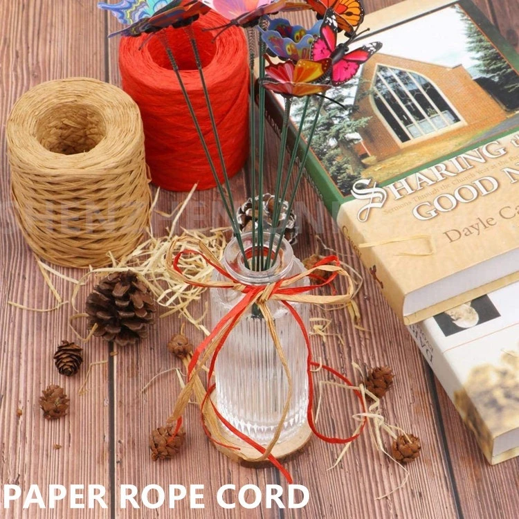 Factory Price Christmas Raffia Paper Ribbon Packing Paper Twine for Easter Gifts Craft DIY Wrapping and Weaving 5Rolls(200M/PCS)