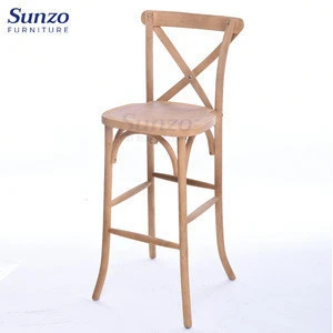 Factory Rustic Elegant Wood Cross Back Bar Chair