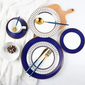 famous restaurant dinner plates and dishes / royal Dubai bone china dinnerware set
