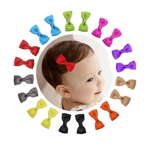 Fancy 10 Pairs 2" Tiny Boutique Grosgrain Ribbon Hair Bow Alligator Clips Barrettes for Baby Girls Toddlers Kids Hairpins