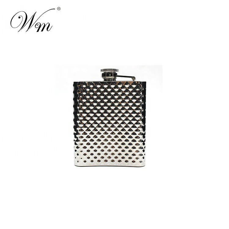 Fancy Luxury Diamond surface Stainless steel 8oz Hip flask  Whisk Flask acohol flask