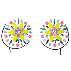 Fashion Beautiful Colorful Gems Craft Chest Boob Jewel Sticker Temporary Tattoo Stickers