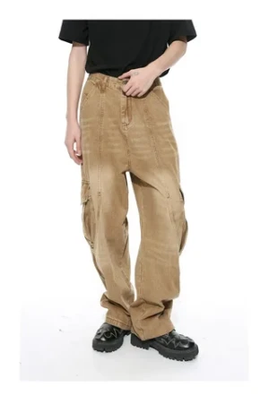 Fashion Hip Hop Harem Joggers Pants Trousers Mens Jeans Pockets Casual Cargo Denim Pants jogger man pants