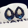 Fashion sapphire geomantic droplets hoop earrings inserted water drop earrings