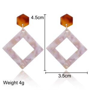 Fashion Trendy Statement Square Drop Earrings Gift Jewelry Acrylic Geometry Colorful Big Punk Earrings Brincos