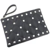 Fashionable black wearble rivet sheepskin PU leather card hold cluth wallet coin purse evening bag lady wrist bag
