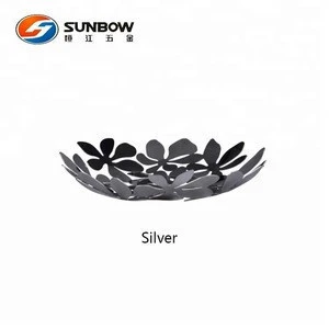 Fashionable Metal fruit plate fresh fruit tray with flower design