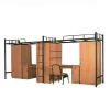 Fashionable Student dormitory metal bunk bed with locker and desk,college bunk bed with desk, wardrobe