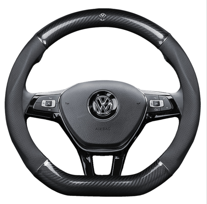 Fashnable D Type Carbon with PVC Leather Car Steering Wheel Cover For Sports