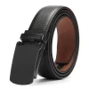 Flat adjustable luxury leather ratchet belts for men automatic buckle