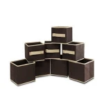 Foldable Storage Drawer, Dark Brown/Brown Outer-6.5 inches; inner-5.9 inches