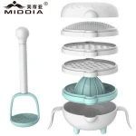 Food Grade PP Multifunction 7 in 1 Manual Baby Food Processor with Food Feeding Set Grinder Masher Juicer Blender