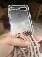 For iPhone XS MAX Clear TPU Bumper Hard Back PC handmade handy Necklace Chain Mobile Phone Case With Strap