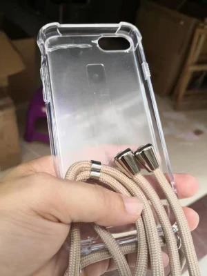 For iPhone XS MAX Clear TPU Bumper Hard Back PC handmade handy Necklace Chain Mobile Phone Case With Strap