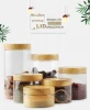 Free sample food Grade Ice Cream Wide Mouthed Jar PET Jars With Bamboo wooden Printing PP lid,Clear Plastic Jar