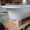 freestanding cast iron portable whirlpool bathtub for adult with wooden cradles