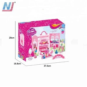 Funny doll house girl play game princess toy set with furniture