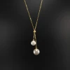 Genuine 18k yellow real gold chain natural pearl necklace AU750 gold freshwater pearl necklace with adjustable thicker size