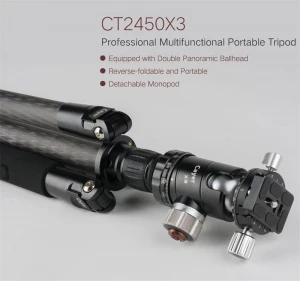 Good price video camera tripods Cayer CT2450X3 portable tripod material carbon fiber tripod