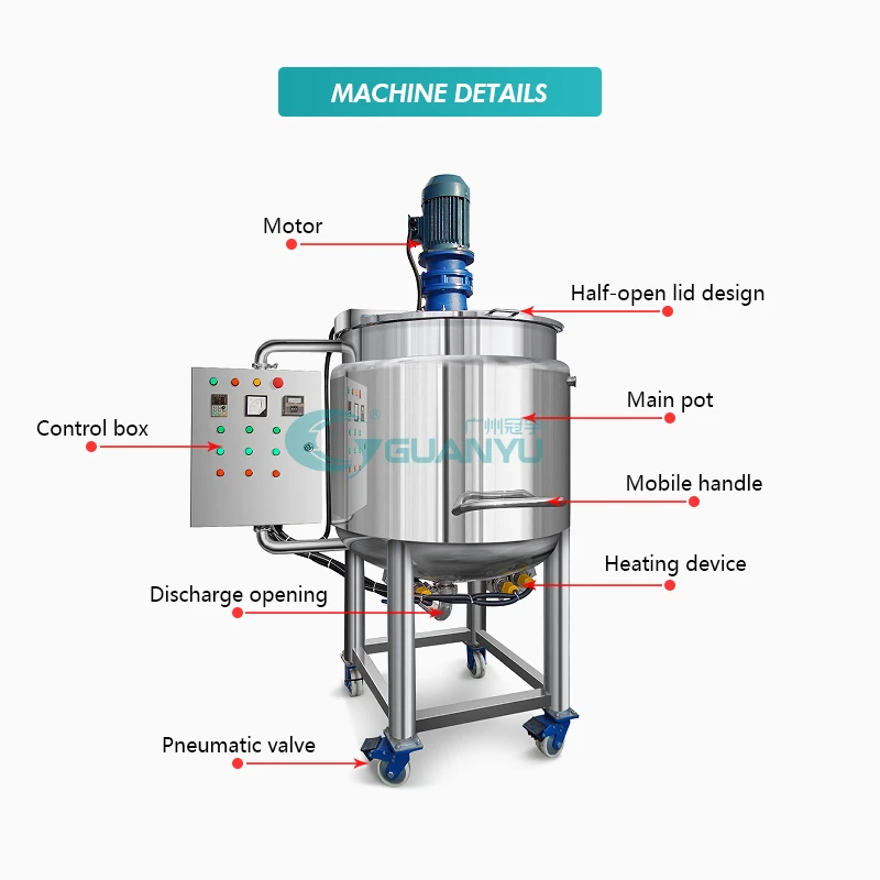 Guanyu 500L Stainless Steel Tank Lotion Mixer Chemical Mixing Equipment Soap Mixing Tank Machine