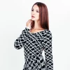 Guoou Knitwear New arrivals fashion Long Sleeve Flower Jacquard Knitting Sweater Dresses Girls&#39; Dress