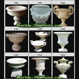 hand carved sculpture white marble pot vase for garden decoration